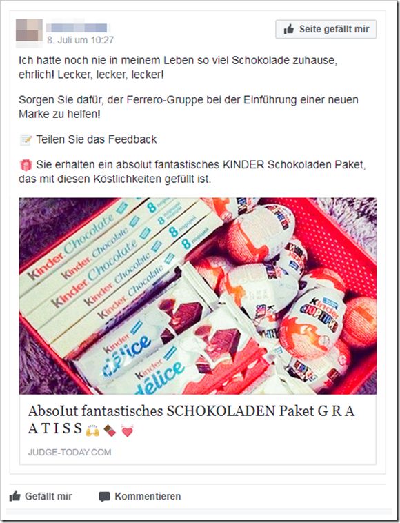 Screenshot Fake-Gewinnspiel Ferrero JPG