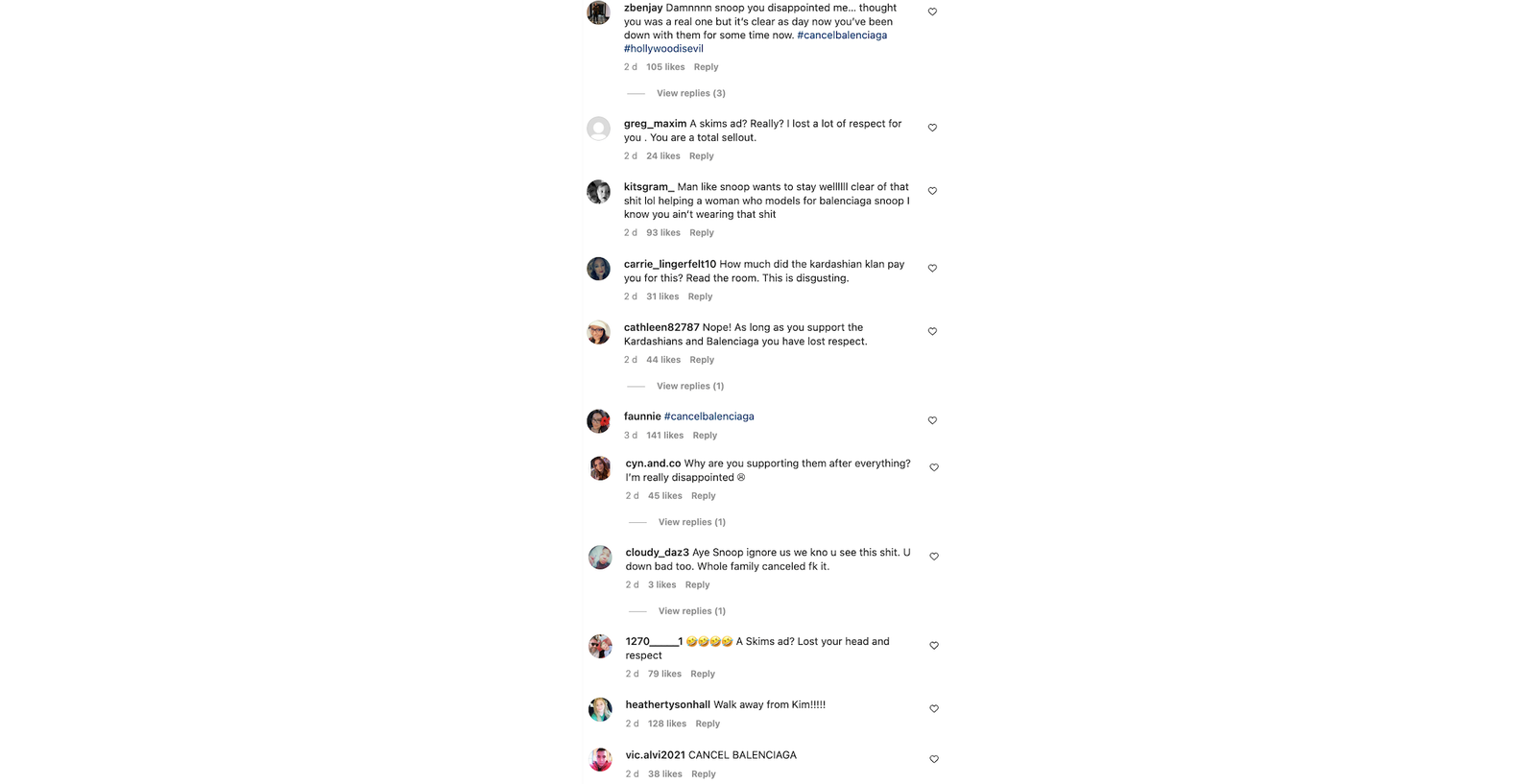 Snoop Dogg - Kommentarfeld Instagram