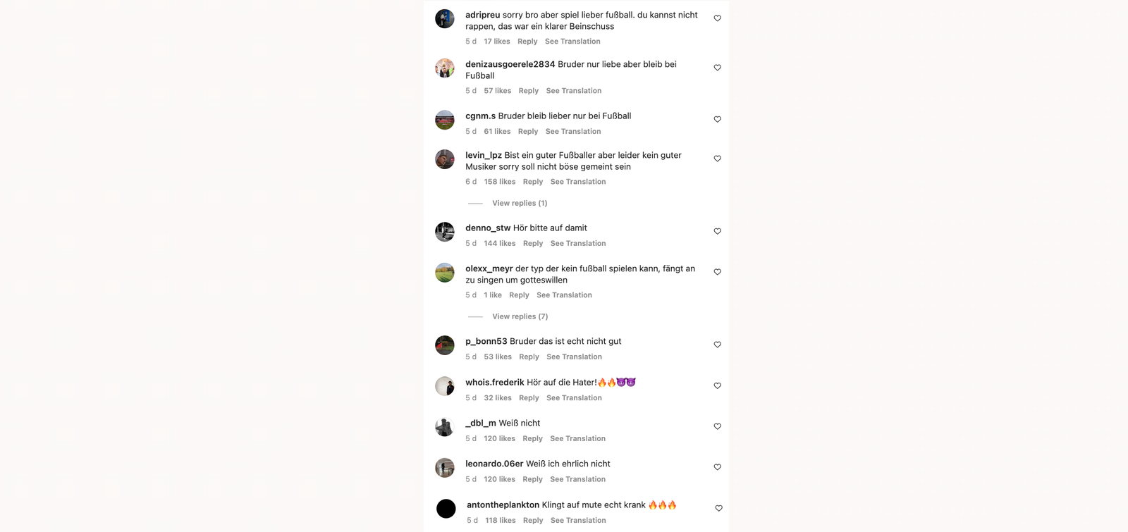 Kommentarfeld - Instagram - Benjamin Henrichs