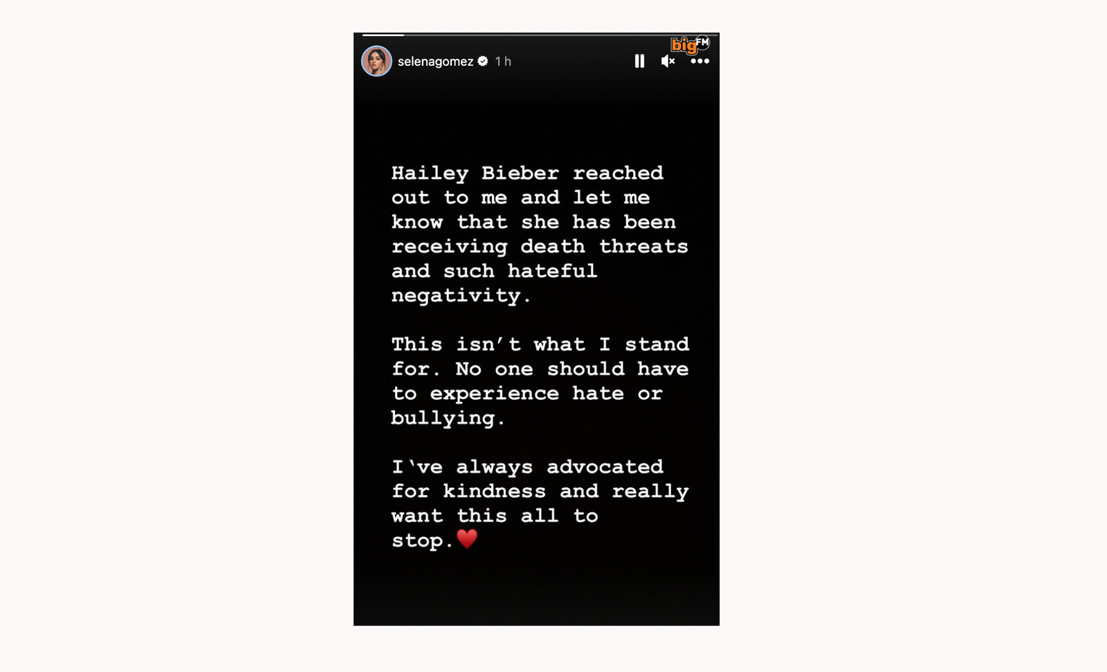 Selena Gomez - Instagram Story