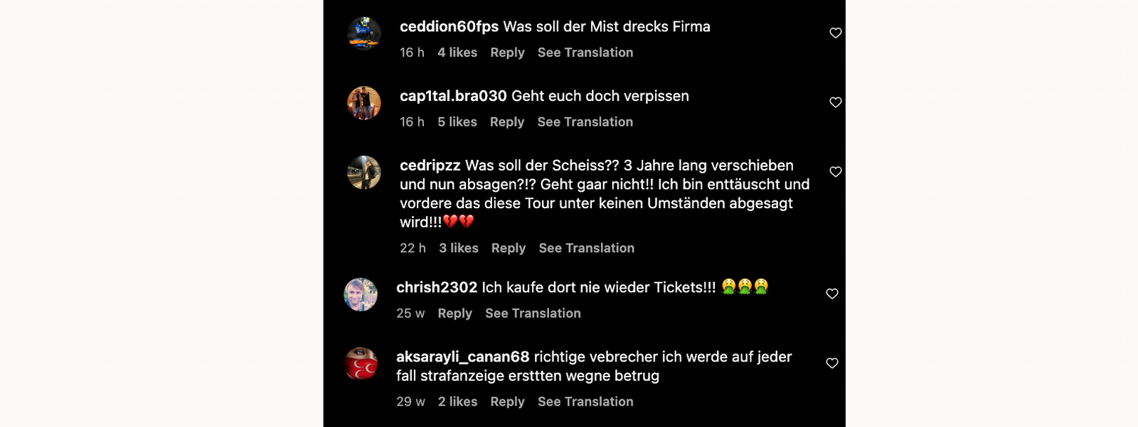 Instagram - Capital Bra Fans sauer