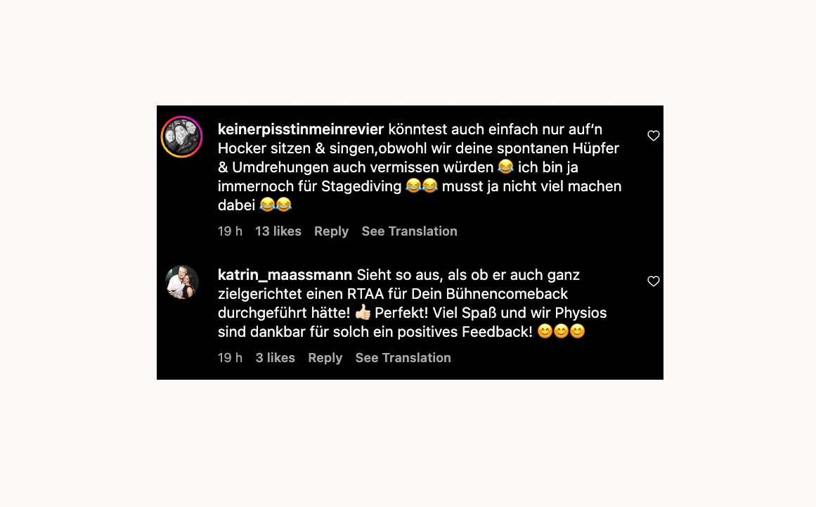 Sarah Connor - Instagram Kommentar