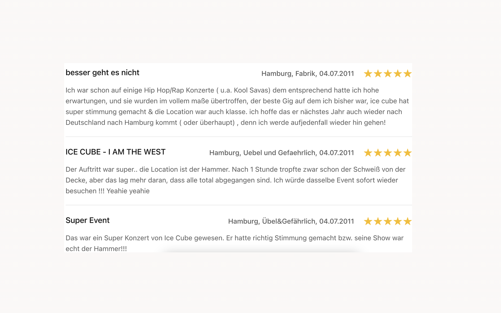 Ice Cube - Eventim Kommentarfeld