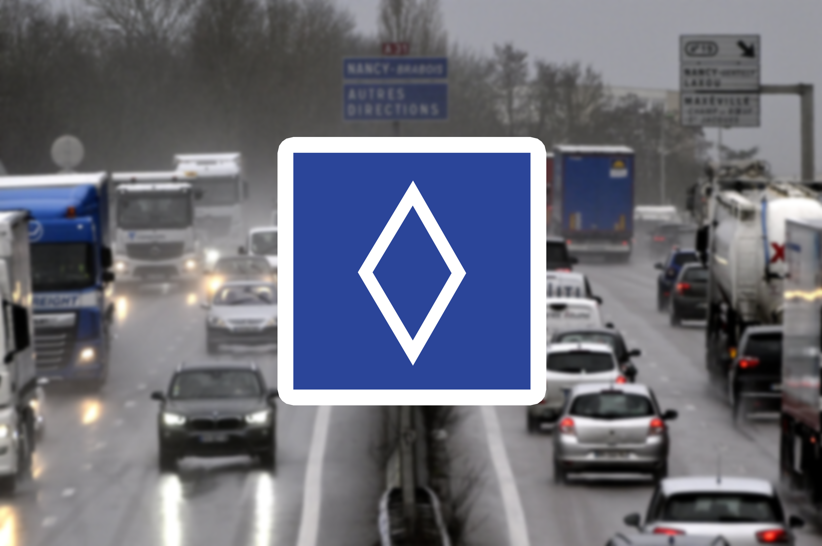 Neues Straßenschild Frankreich 