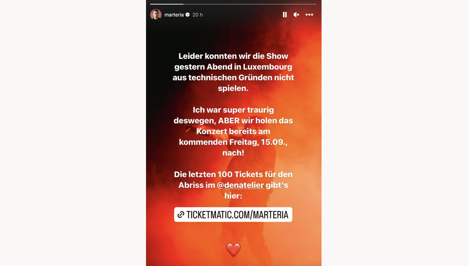 Marteria Instagram Story Konzertabbruch