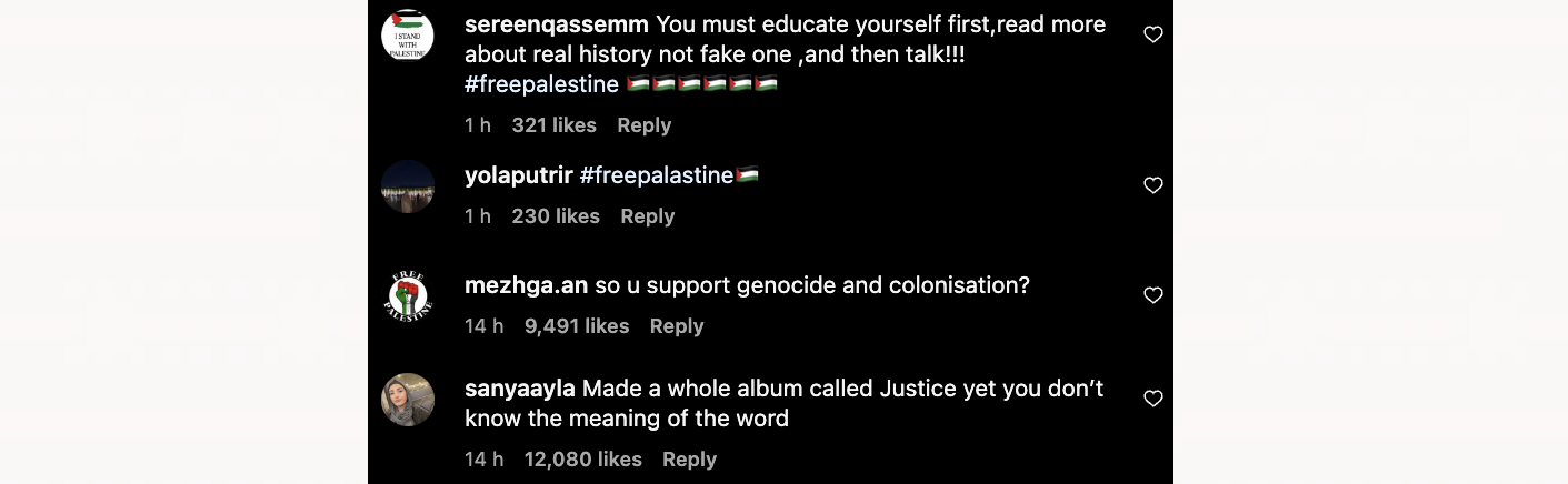 Justin Bieber - Israel Kommentarfeld