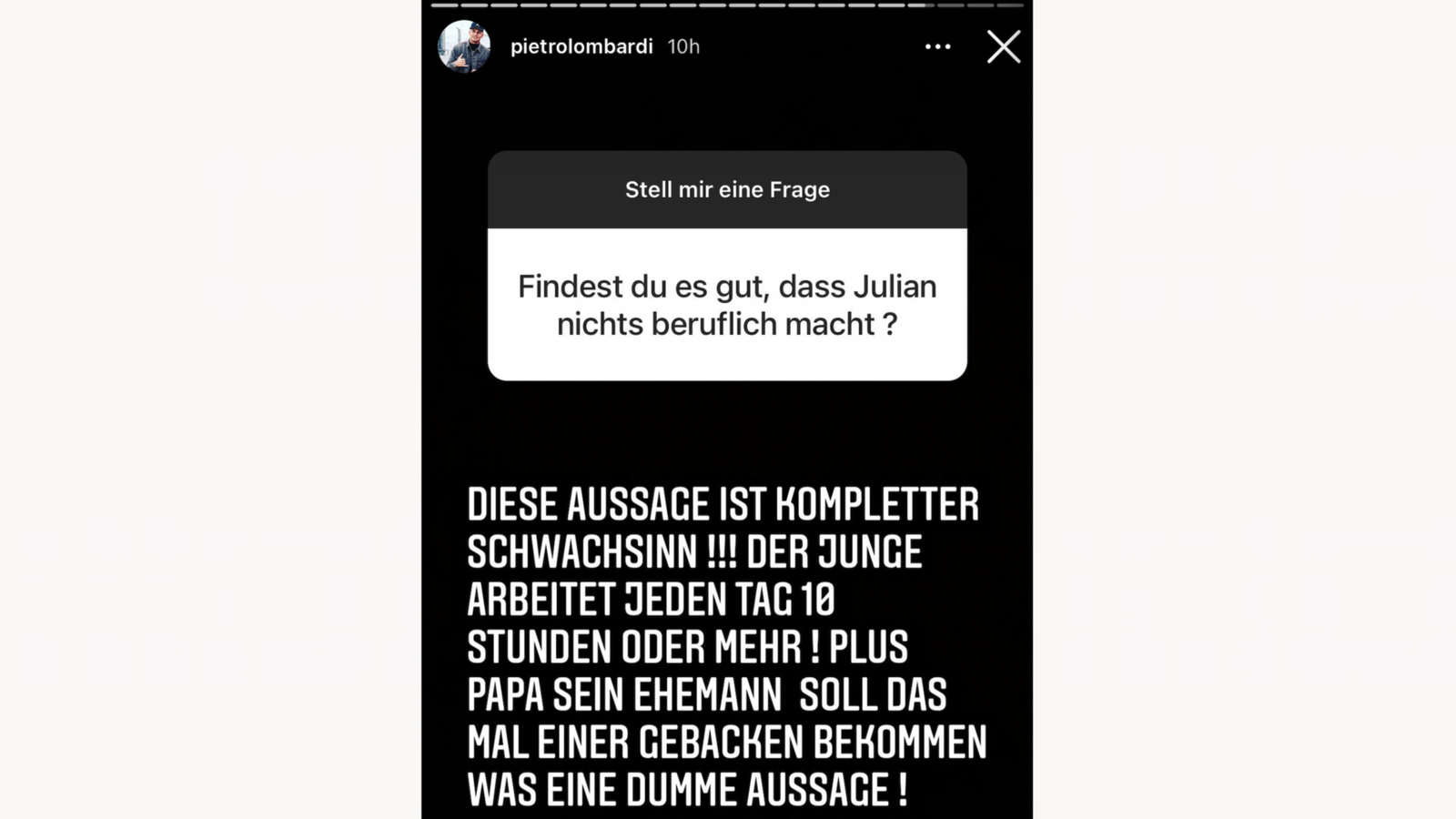 Pietro Lombardi stärkt Julian den Rücken