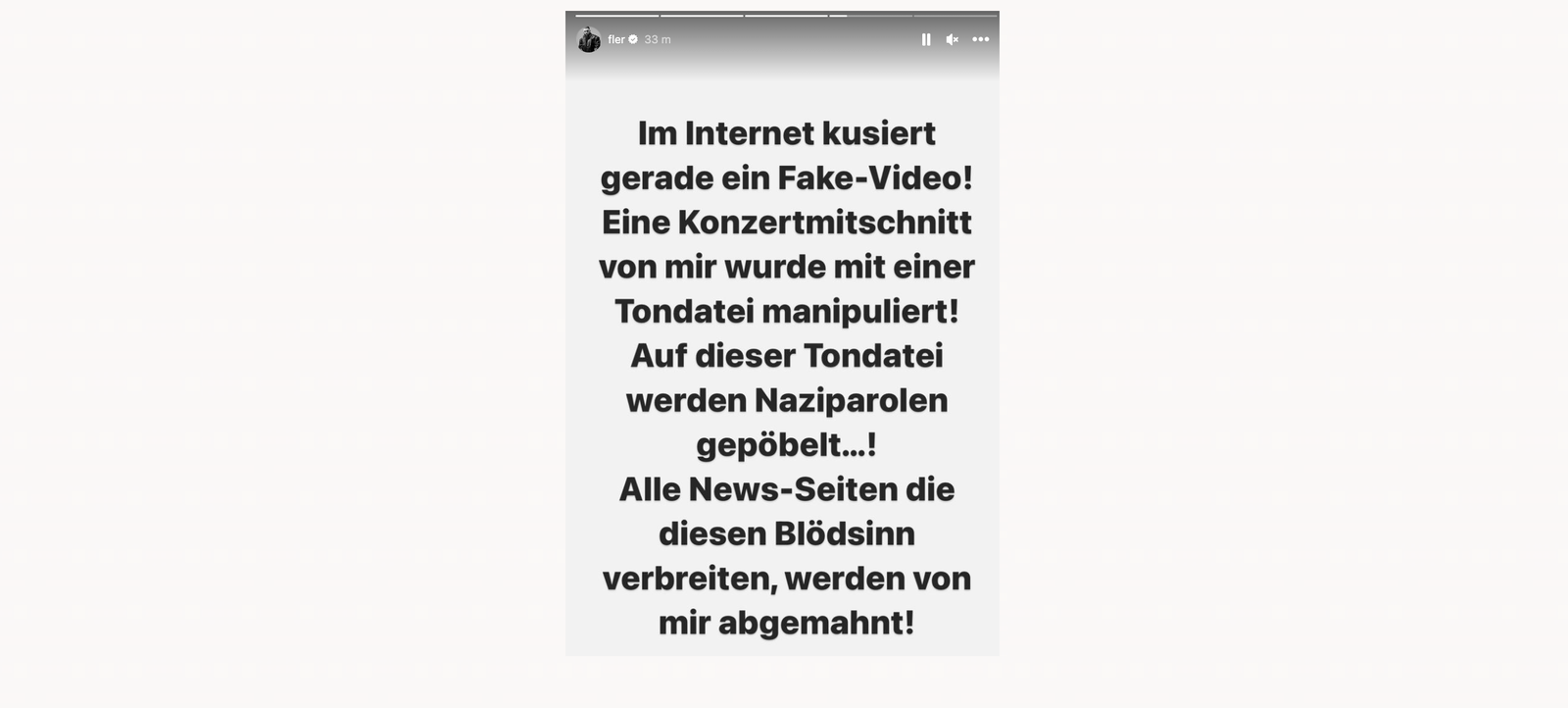 Fler - Instagram Story - Nazi Parole