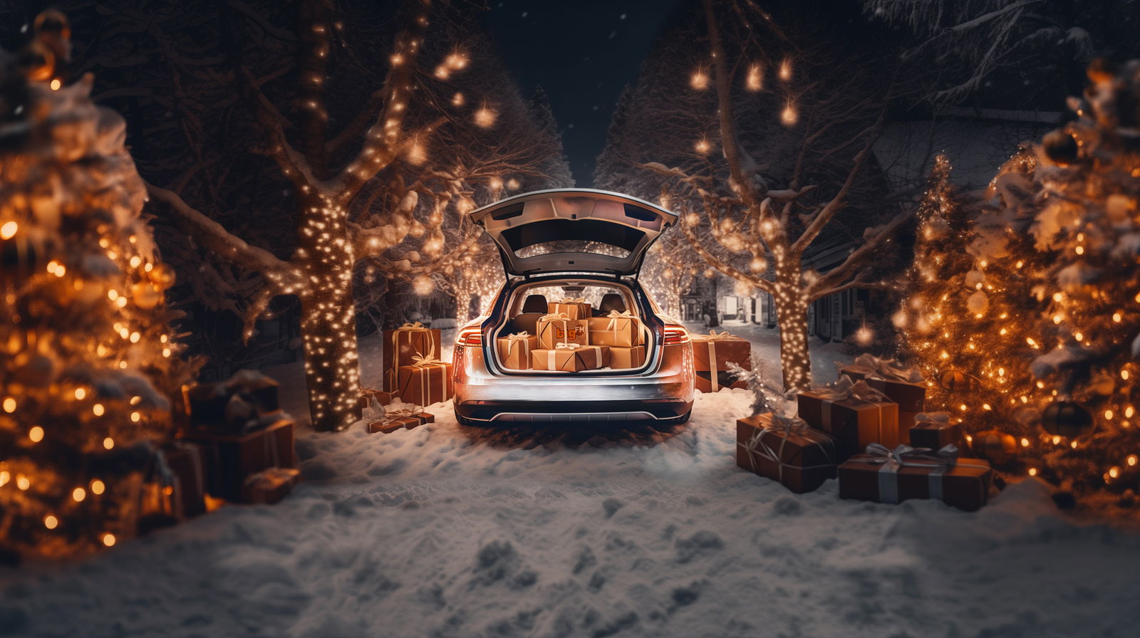 Tesla voller Geschenke