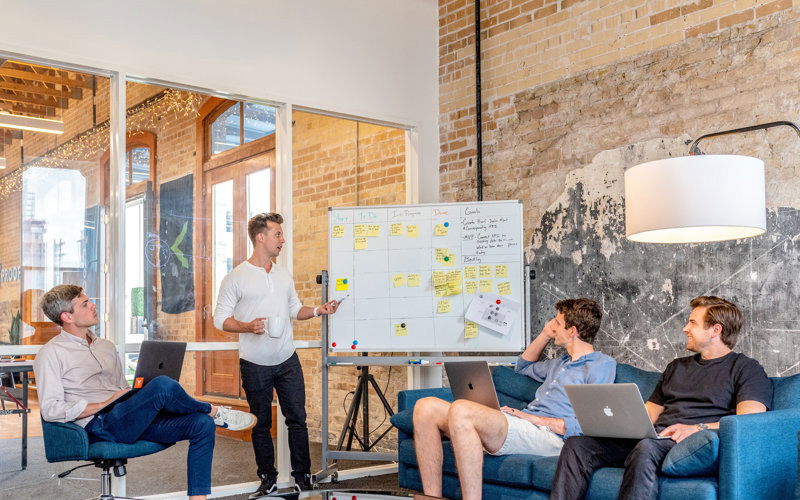 Karriere Team Meeting Freuen Freude Tablet Konferenz