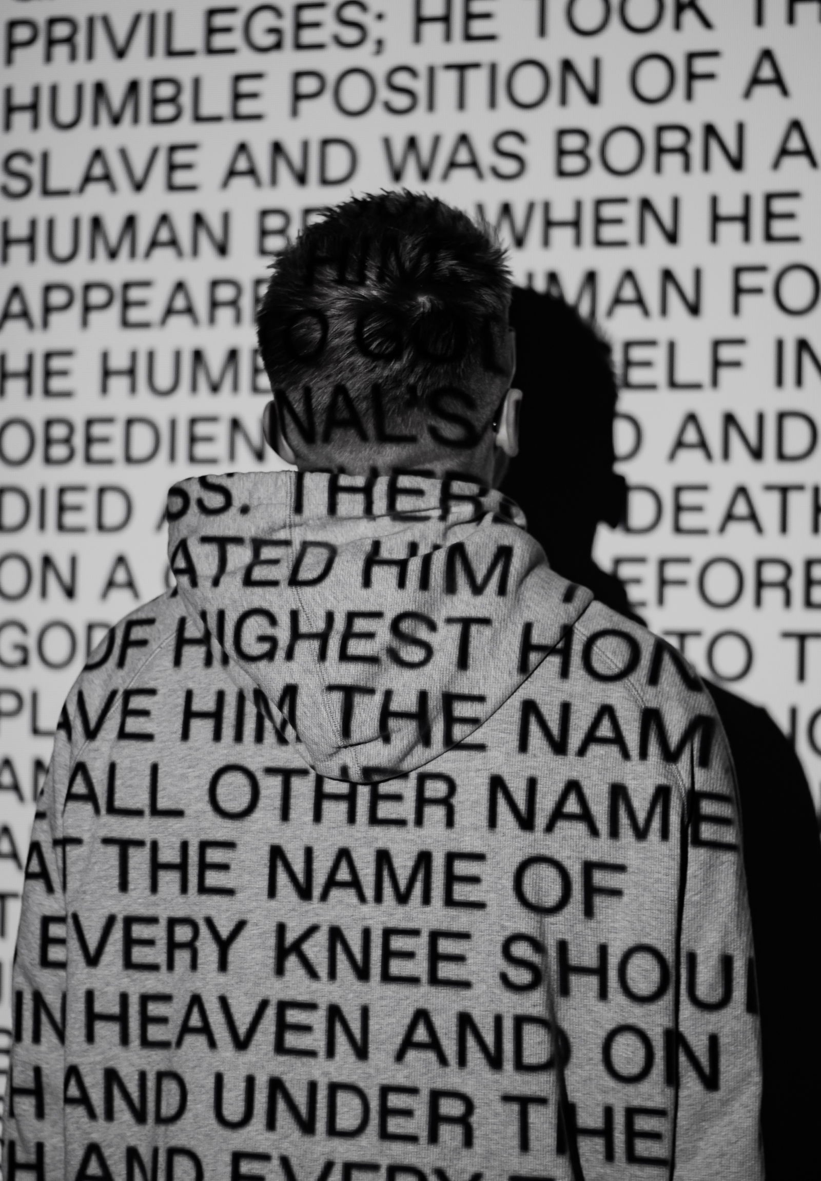 Worte Buchstaben schwar-weiß