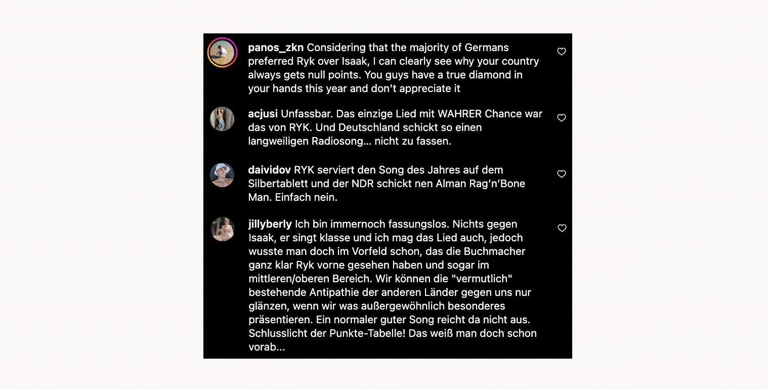 Isaak - ESC Kommentarfeld