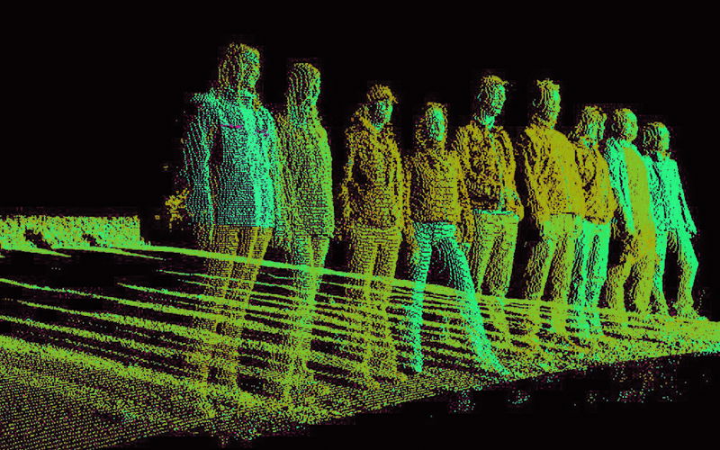 Mitarbeiter des Landesamt für Vermessung und Geobasisinformation Rheinland-Pfalz als holographische Figuren dargestellt