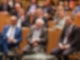 Friedrich Merz (l-r), Bernhard Vogel und Mario Voigt sitzen beim Festakt aus Anlass «30 Jahre CDU-Fraktion im Thüringer Landtag» sowie des 90. Geburtstages von Bernhard Vogel nebeneinander.
