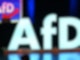 Das Logo der AfD bei einer Wahlkampfkundgebung für die Europawahl.