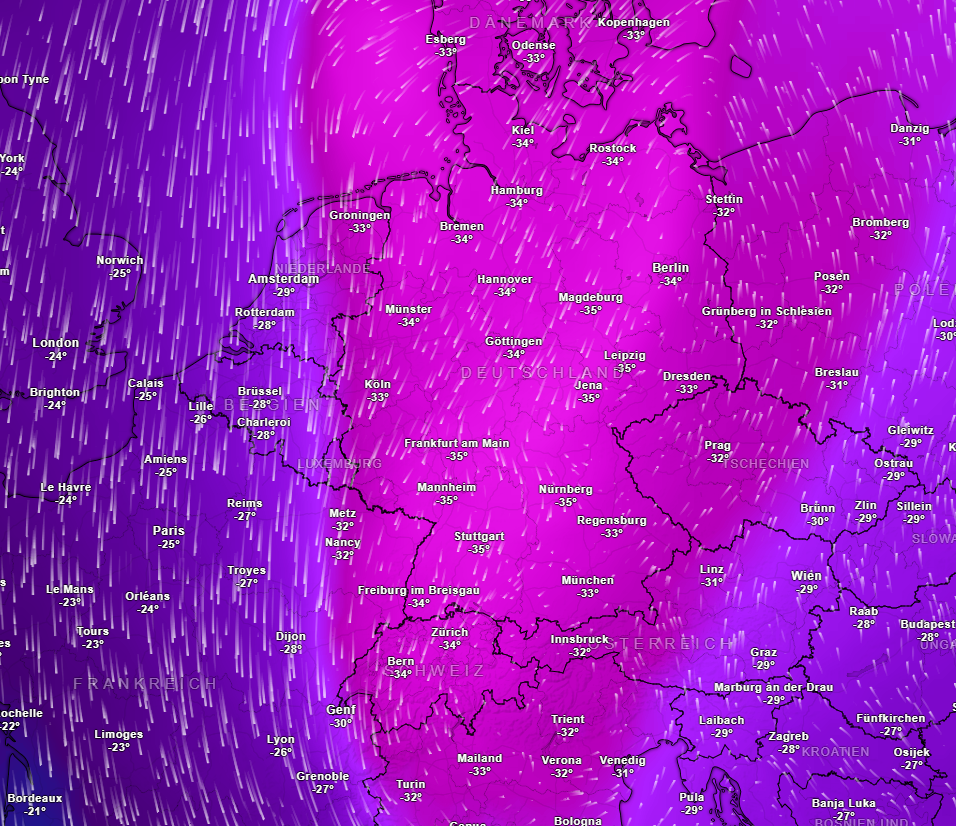 Wetterkarte mit Höhenkälte