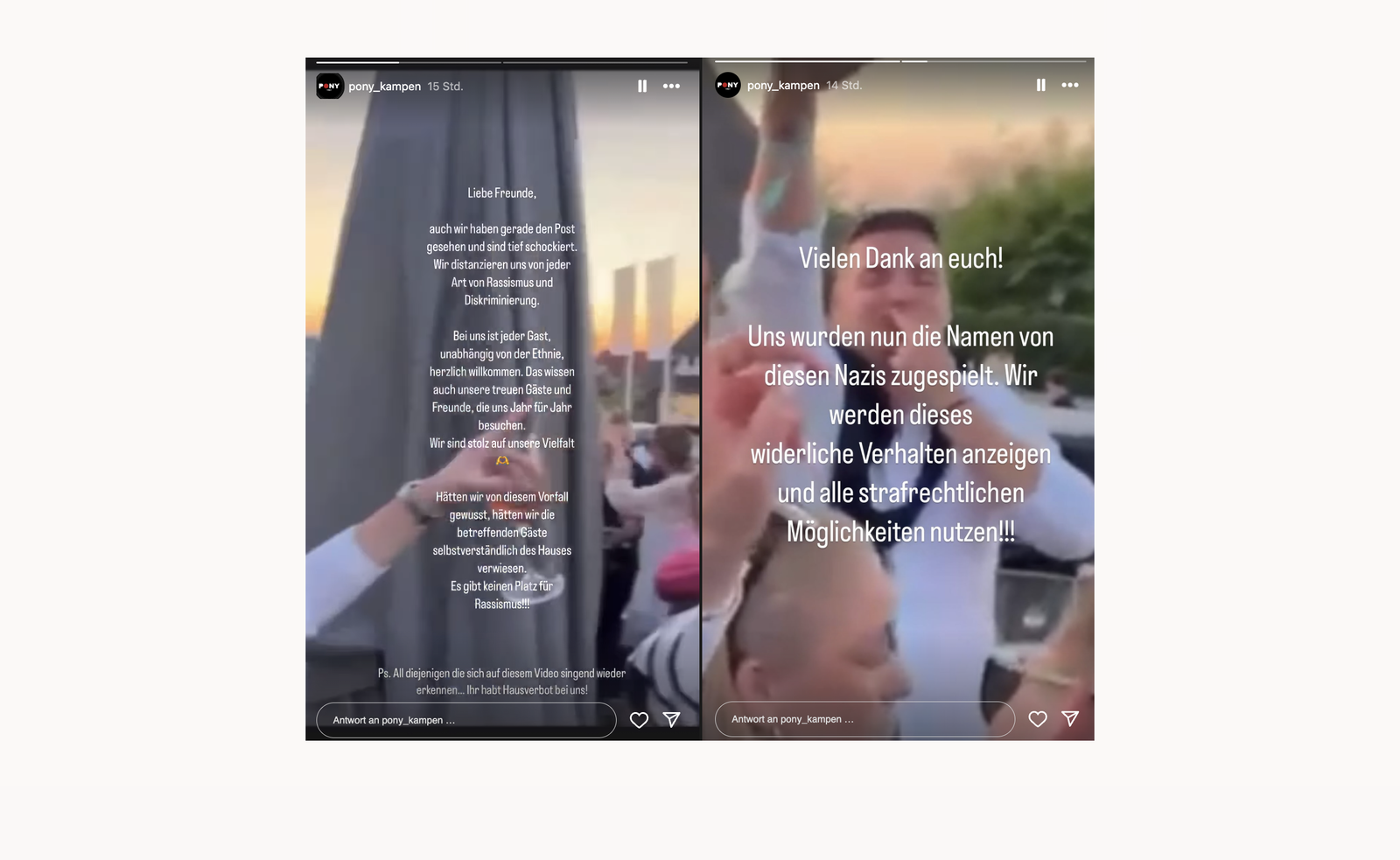 Pony Kampen - Instagram Story nach Nazi-Parolen