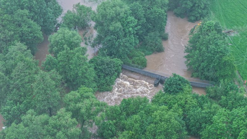 Luftaufnahme vom Fluss Lein