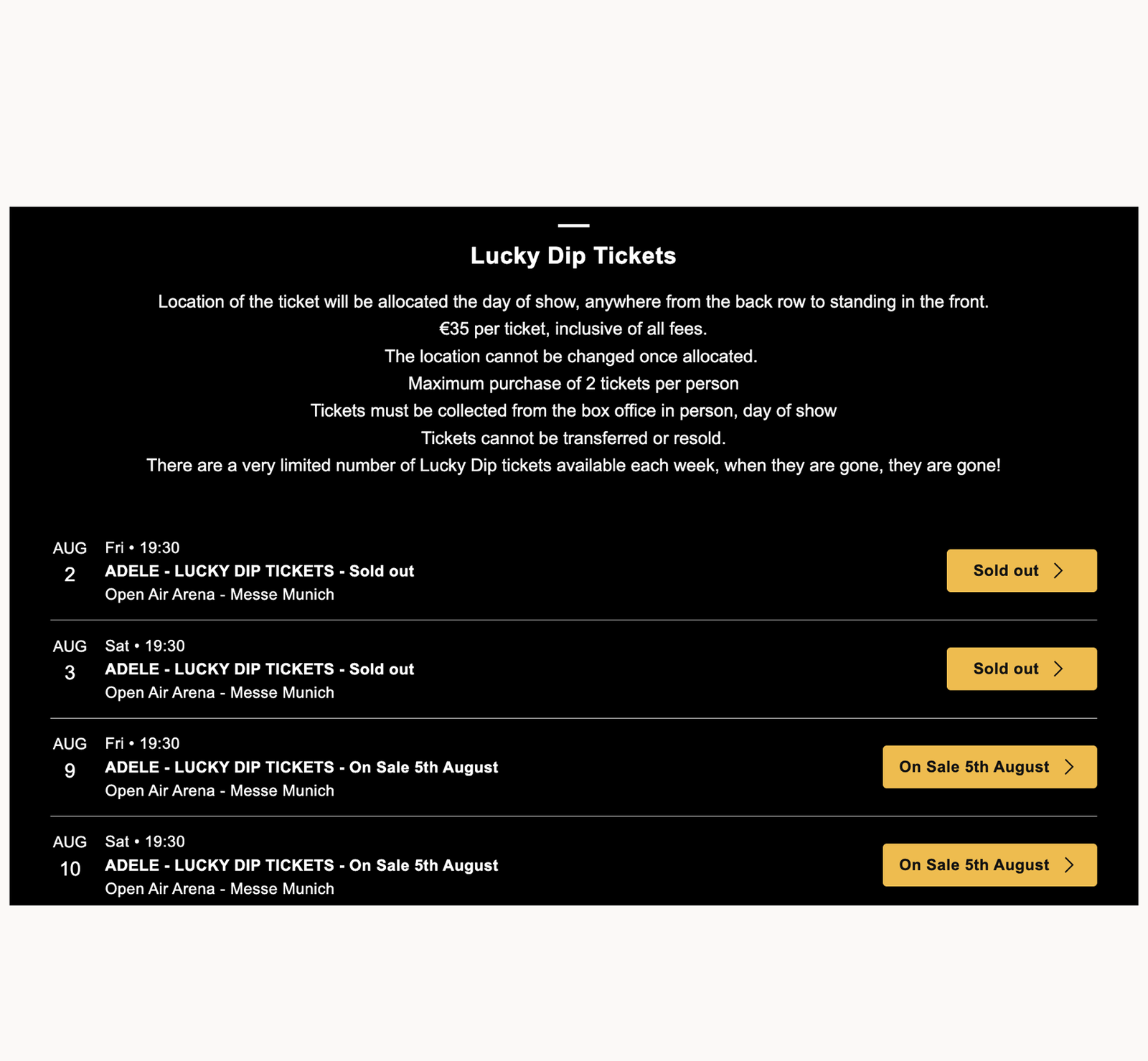 Adele - 35 Euro Tickets München