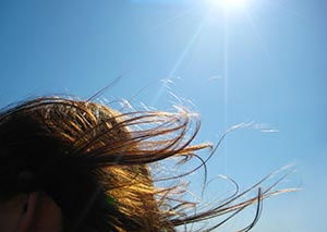 Haare in Sonne