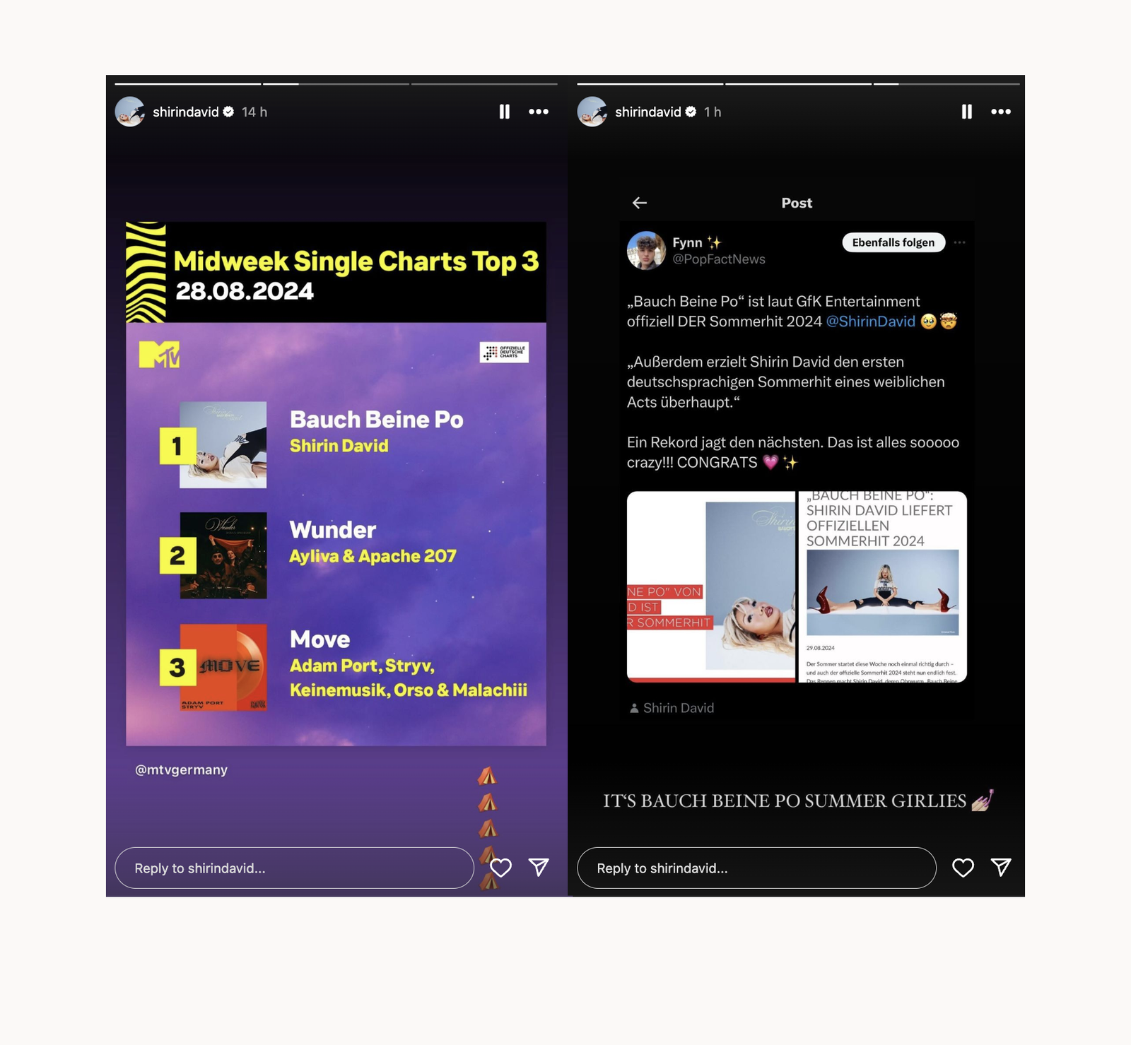 Instagram - Shirin David Bauch Beine Po Sommerhit 2024