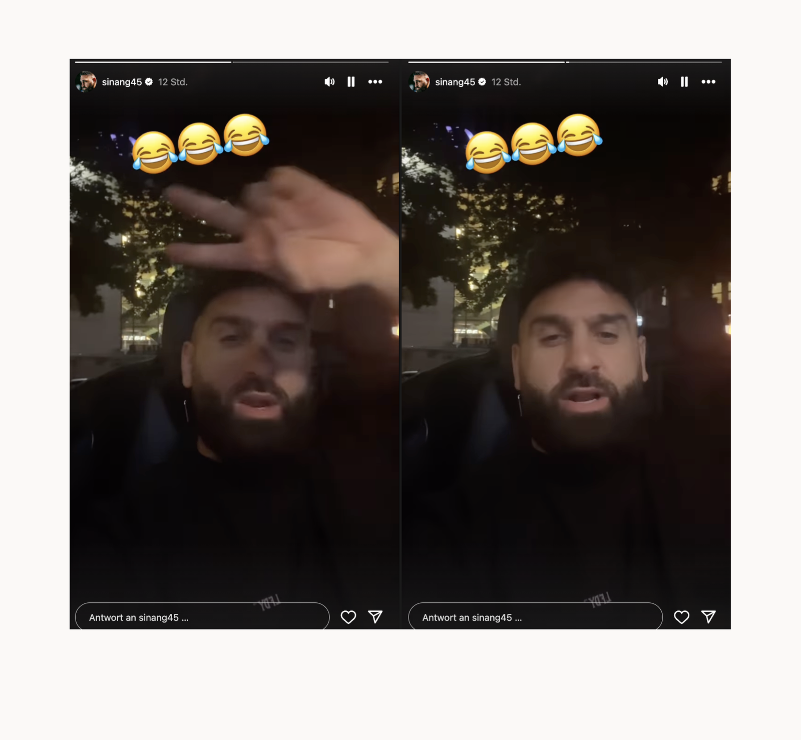 Sinan-G - Instagram Story vor Autounfall