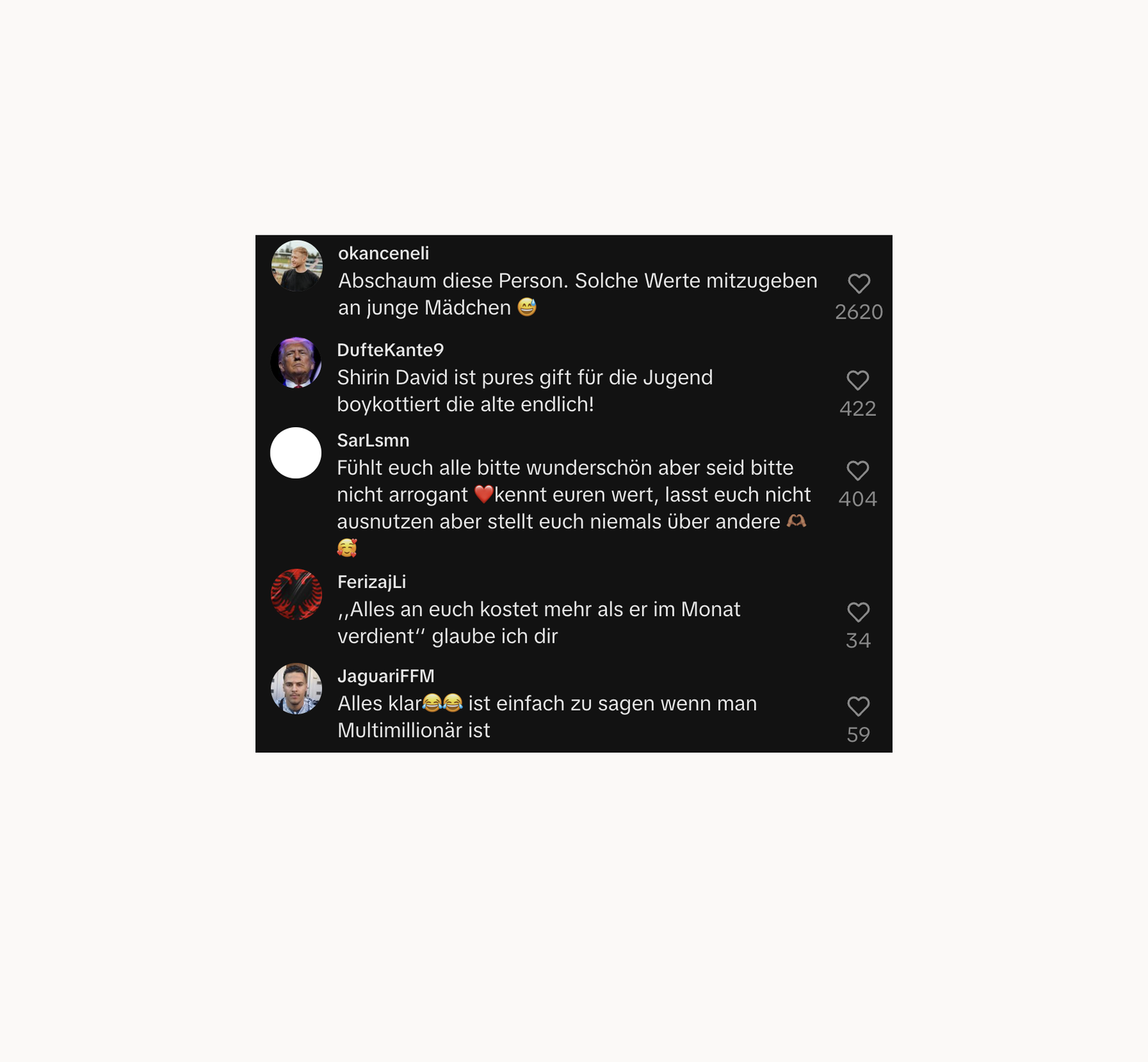 TikTok - Shirin David Dating Tipps Kommentare