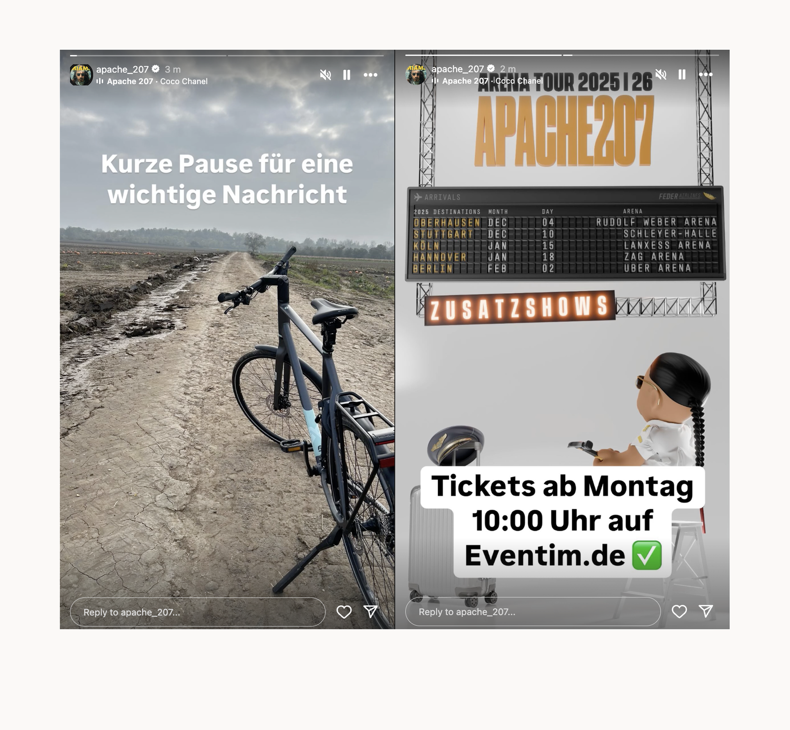 Apache 207 - Zusatzshows Instagram