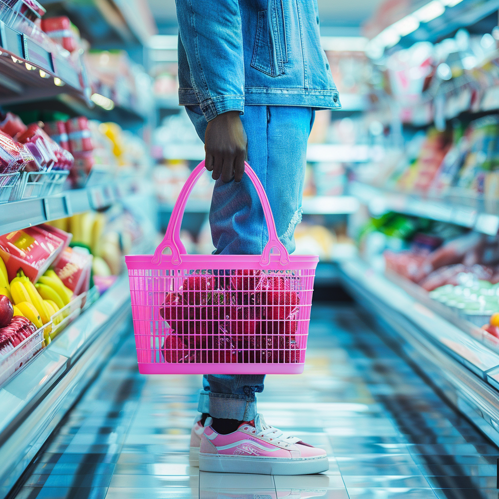 Pinker Einkaufskorb Supermarkt 