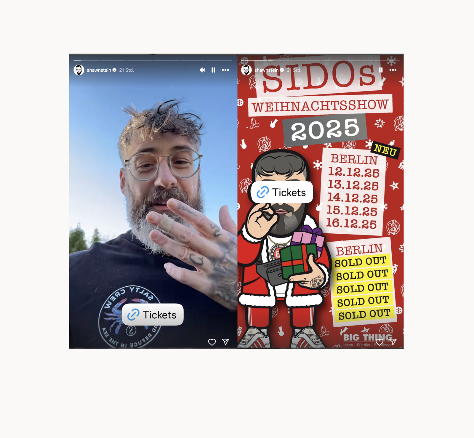 Sido - Weihnachtsshows Instagram Story