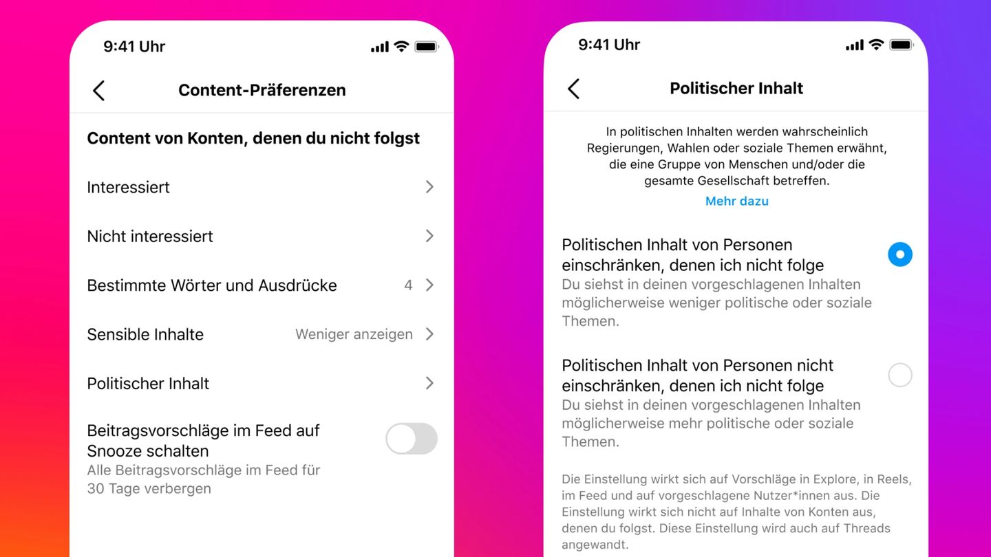 So schränkst Du politische Inhalte bei Instagram ein oder machst sie sichtbar 