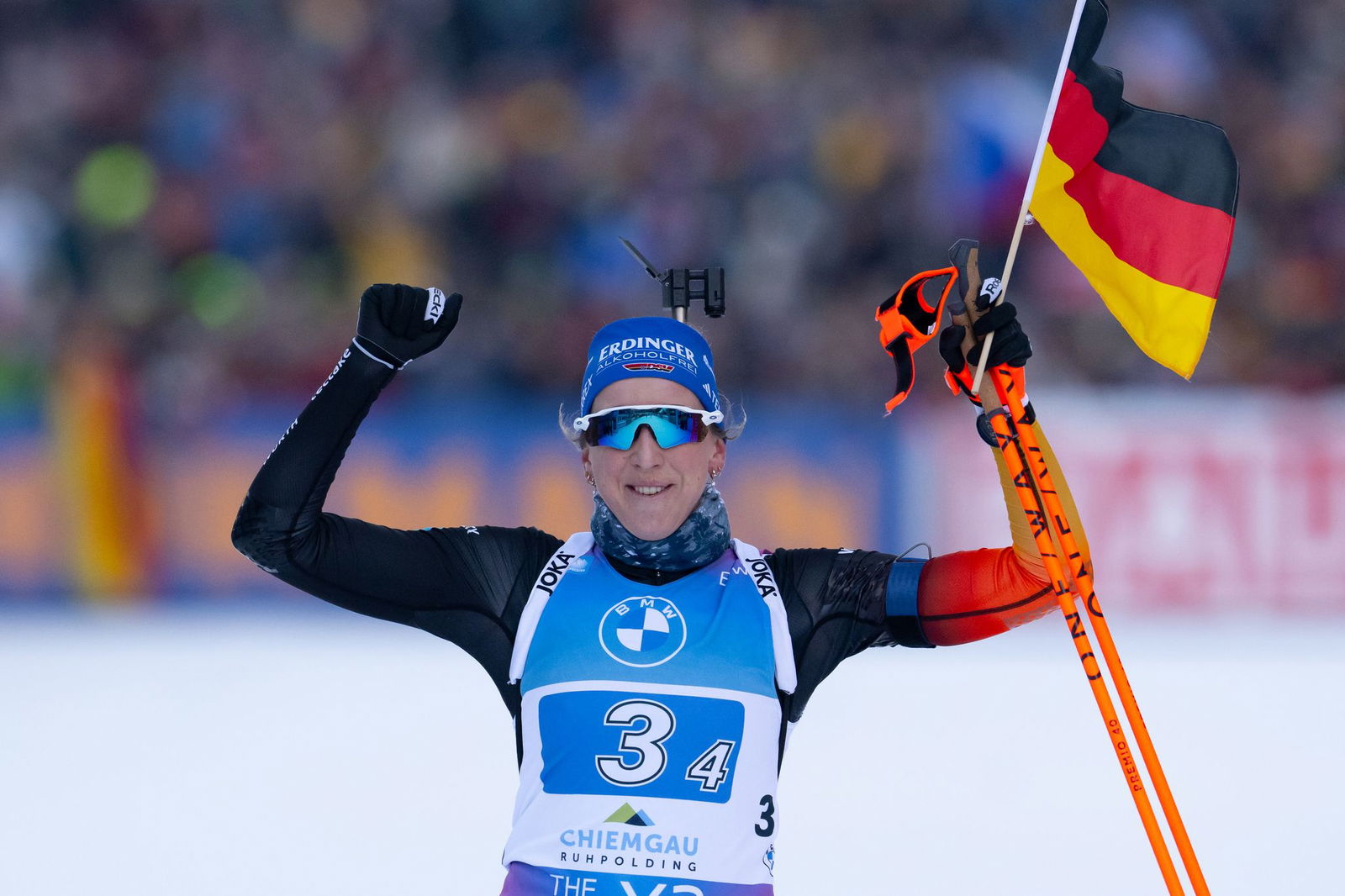 Franziska Preuß siegte mit der deutschen Staffel.