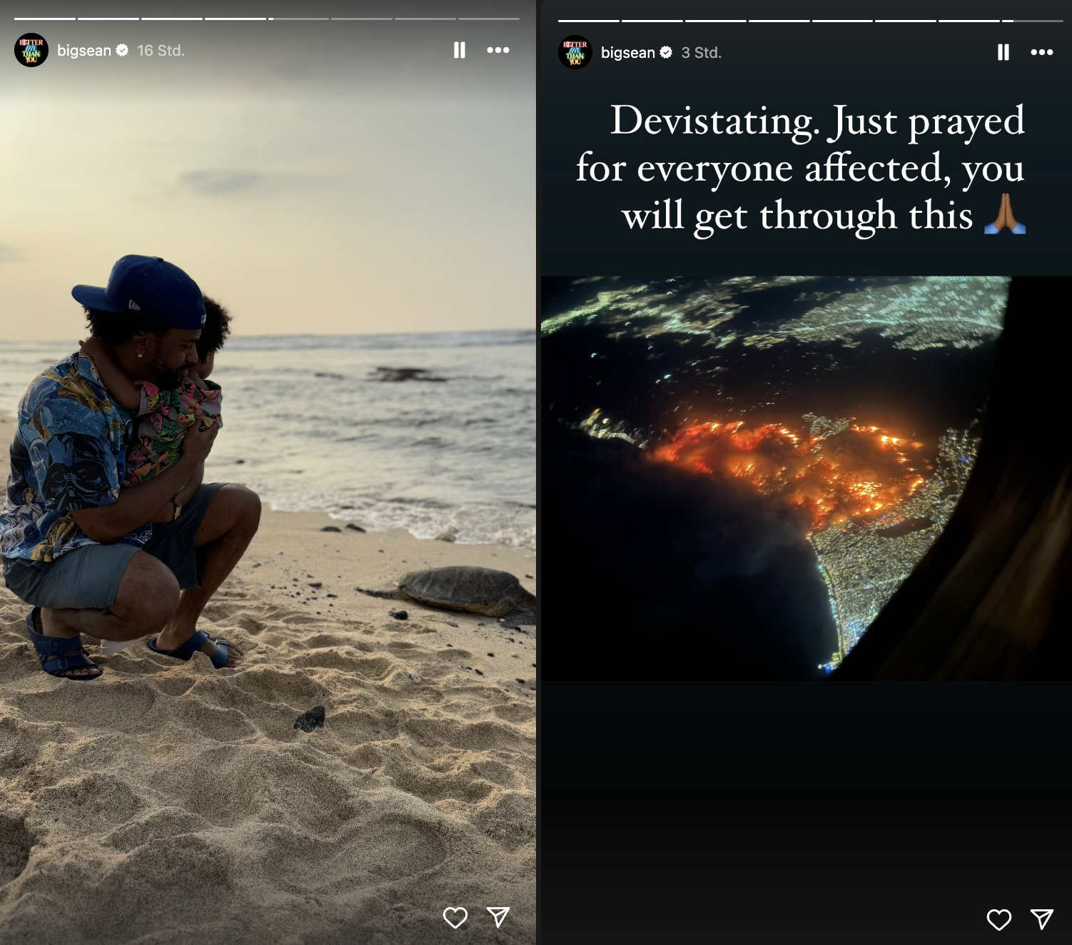 Big Sean - Instagram Story Waldbrand