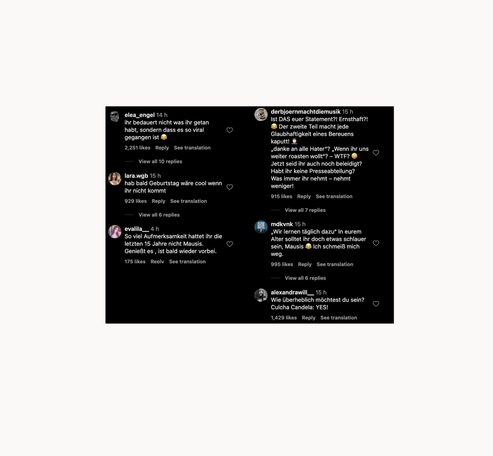 Culcha Candela Kommentarfeld - Mausi Chat