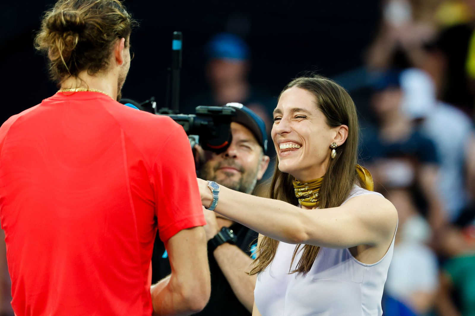 Hatten Spaß im Interview: Andrea Petkovic (r) und Alexander Zverev