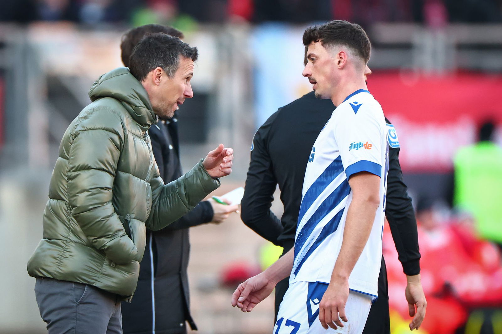 Trainer Christian Eichner (l.) haderte mit der Leistung des KSC bei der Niederlage in Nürnberg.