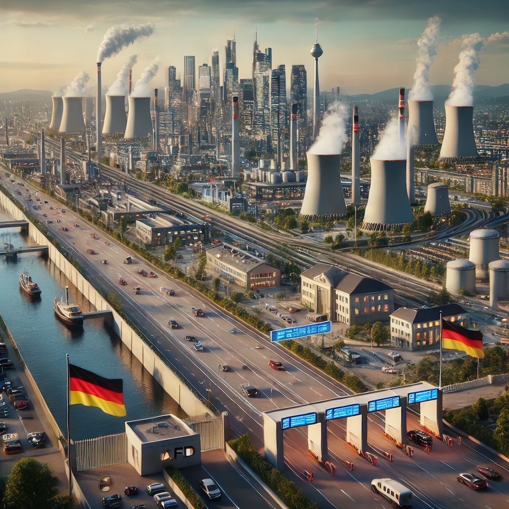 Dieses Bild zeigt eine futuristische Stadt, inspiriert vom Wahlprogramm der AfD_Quelle bundestagswah.ai