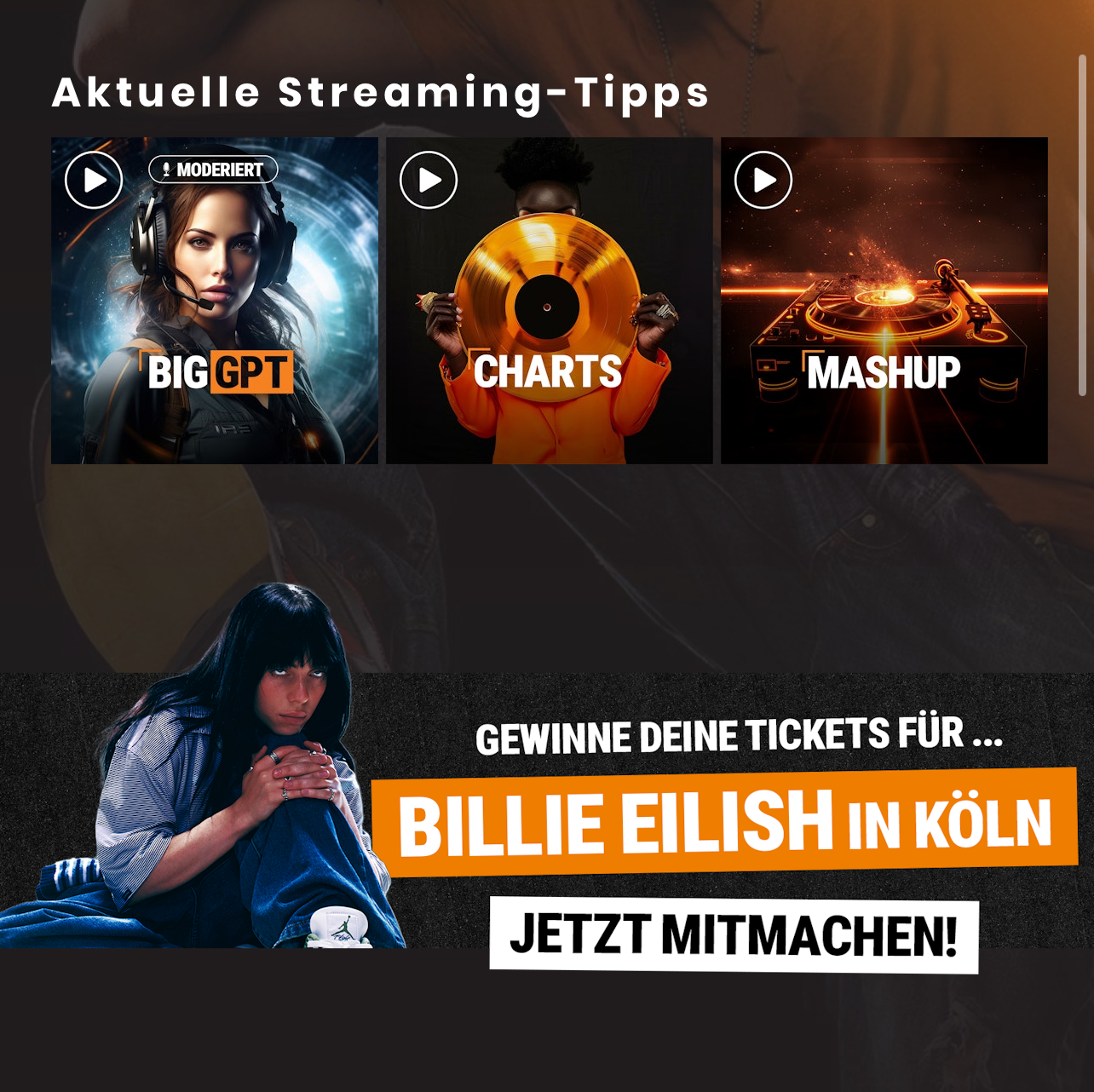 Gewinnspiel bigFM-App Billie Eilish