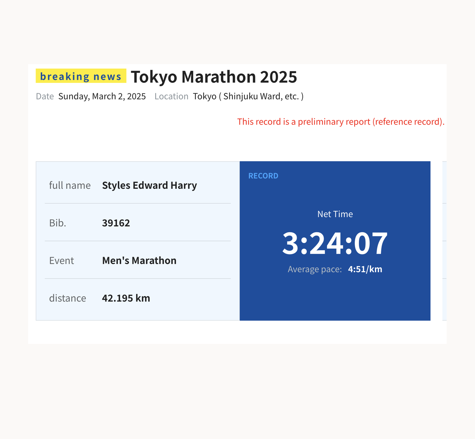 Harry Styles - Tokio Marathon