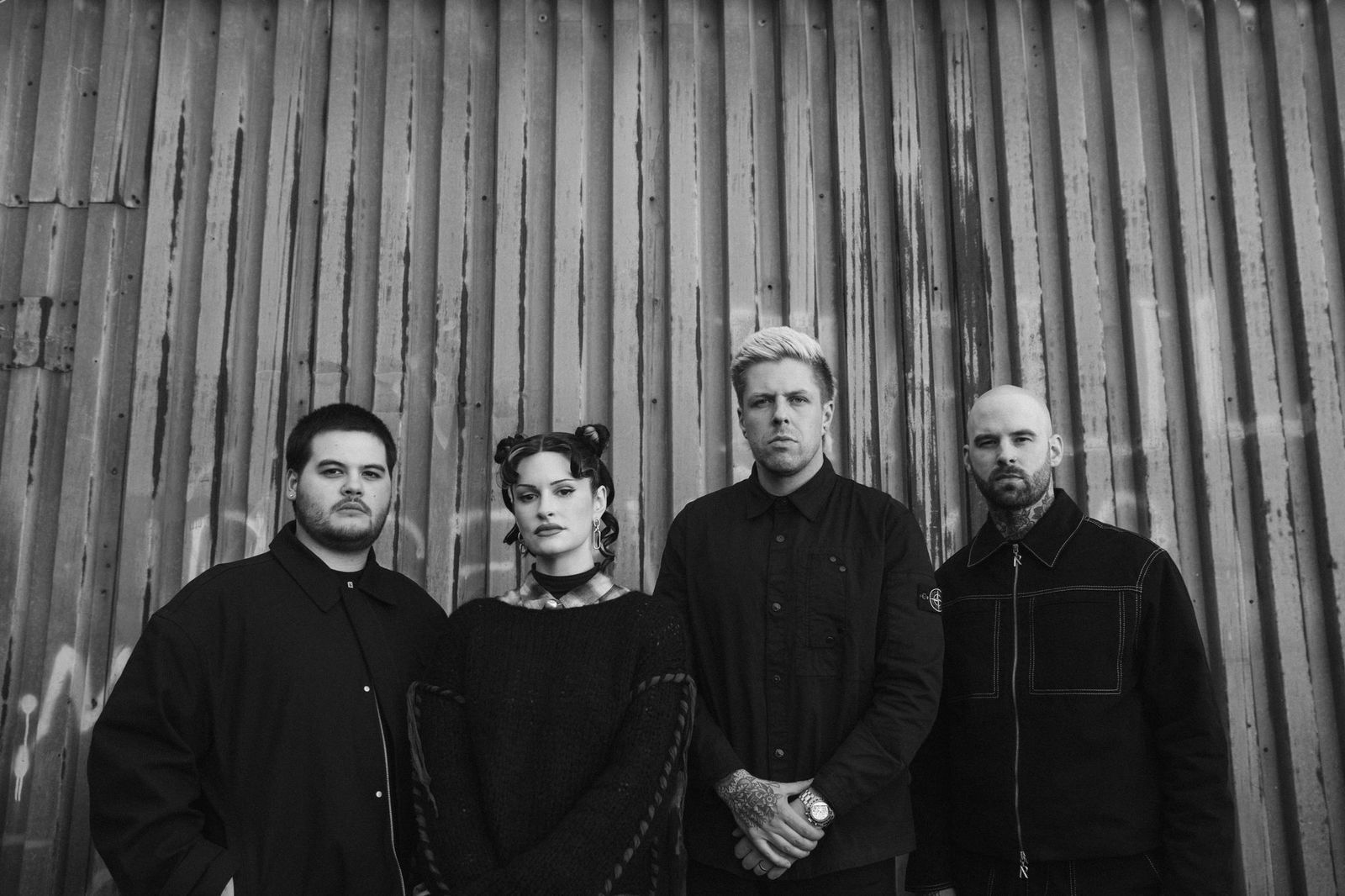 Die Mitglieder der Band Spiritbox: Zev Rose, Courtney LaPlante, Mike Stringer und Josh Gilbert (l-r).