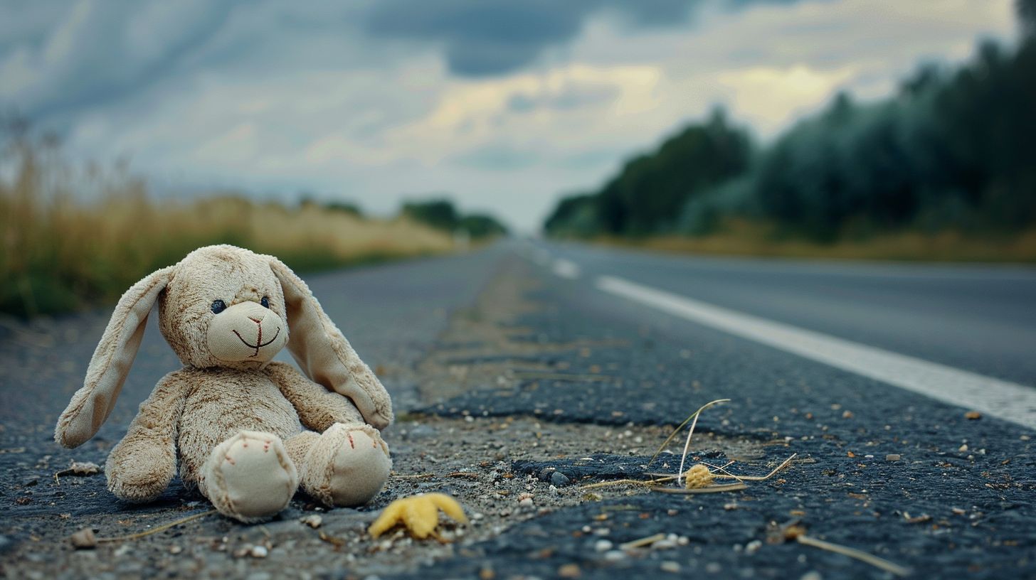 Kuschelhase auf Straße verloren