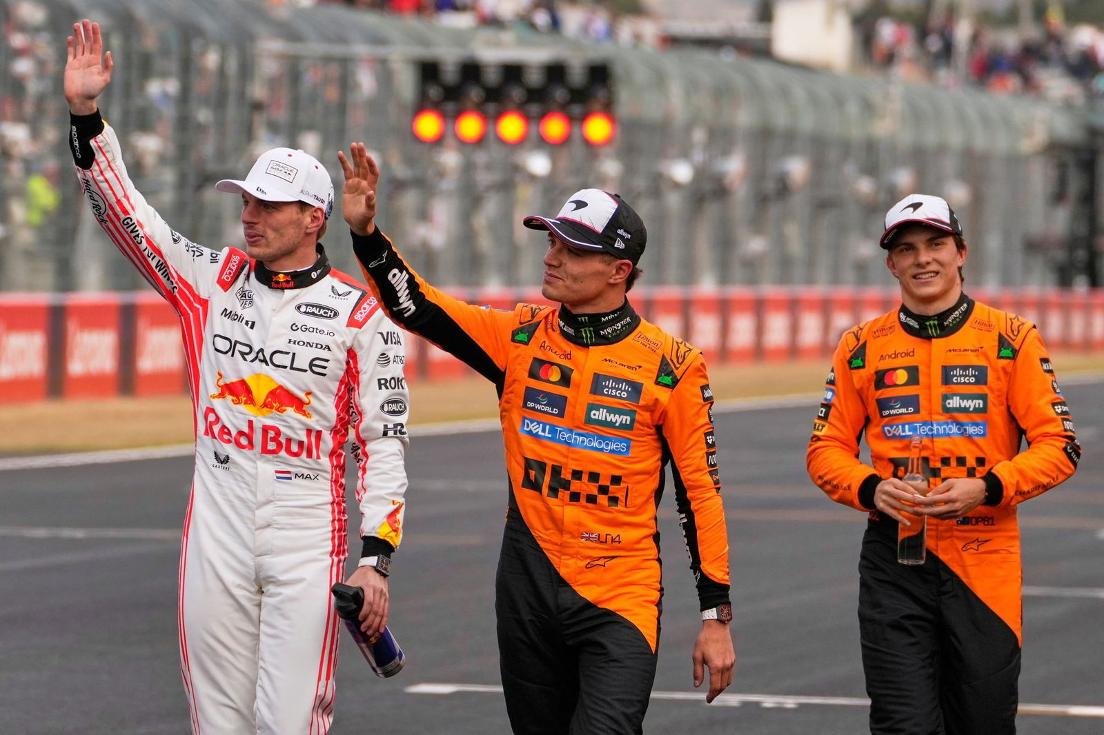 Top drei: Max Verstappen (l-r), Lando Norris und Oscar Piastri.