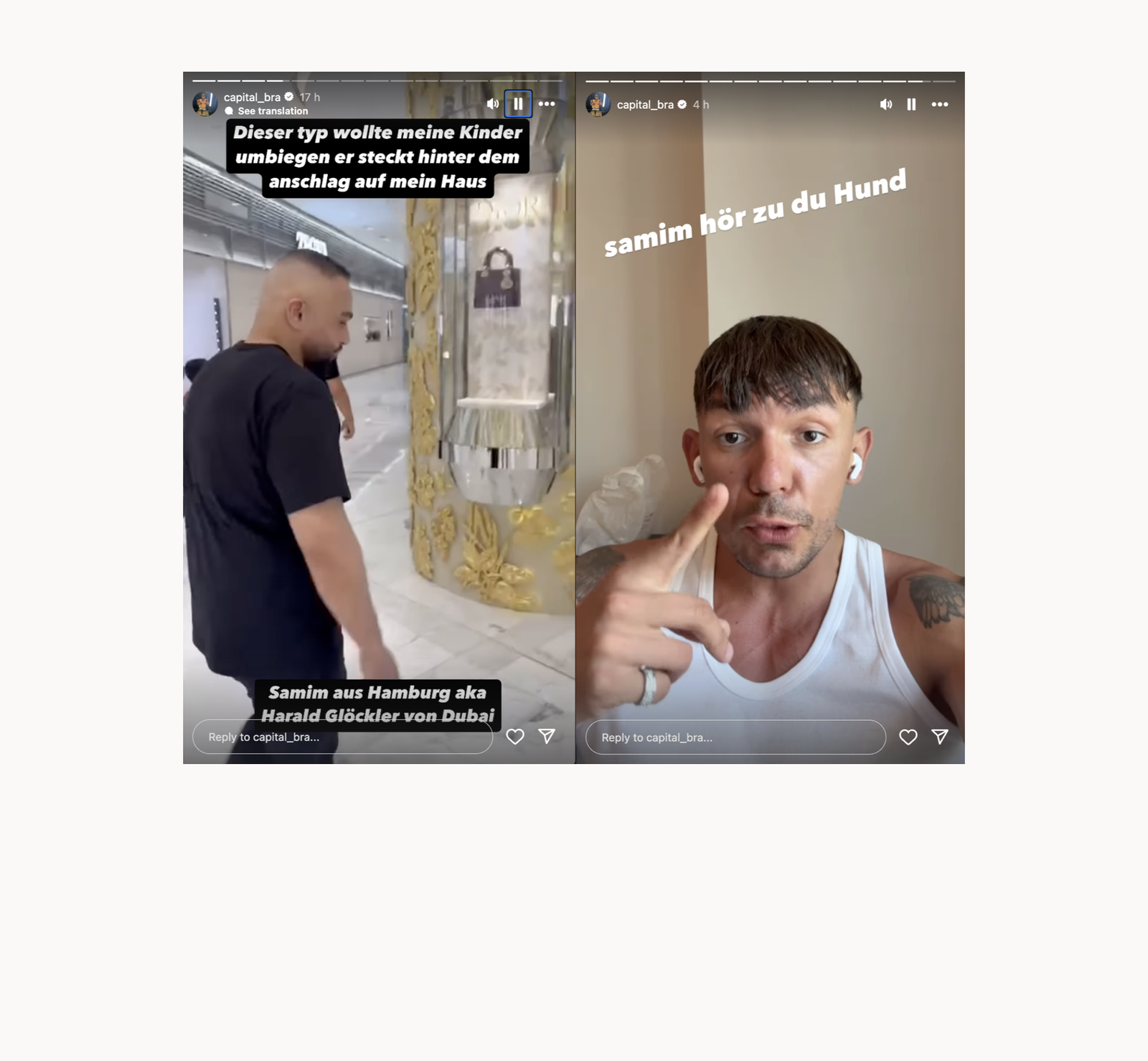 Capital Bra - Instagram Story - Brandanschlag