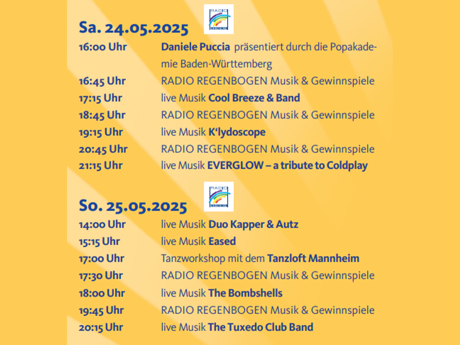 Programm Stadtfest Mannheim RADIO REGENBOGEN