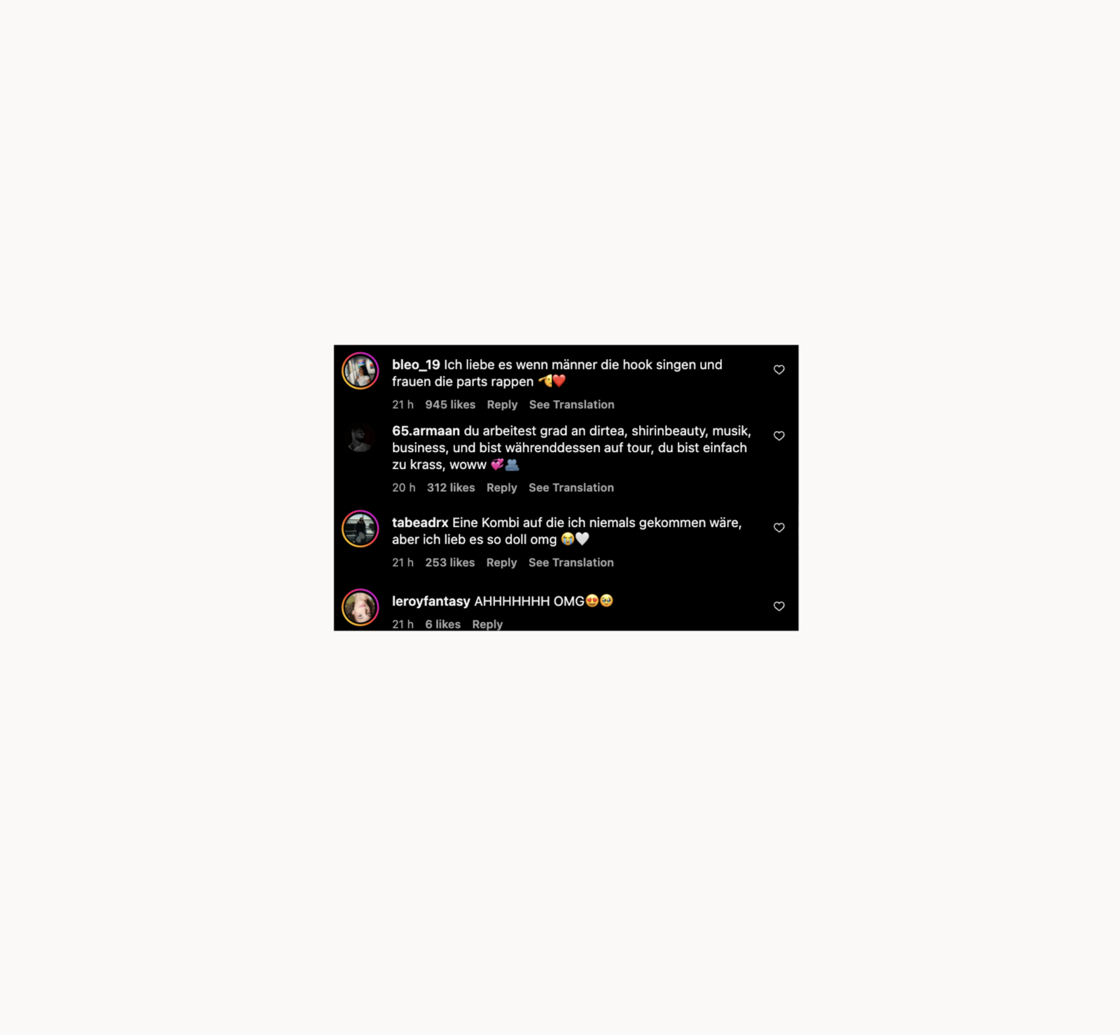 Shirin David x Nico Santos Kollabo - Instagram Kommentare
