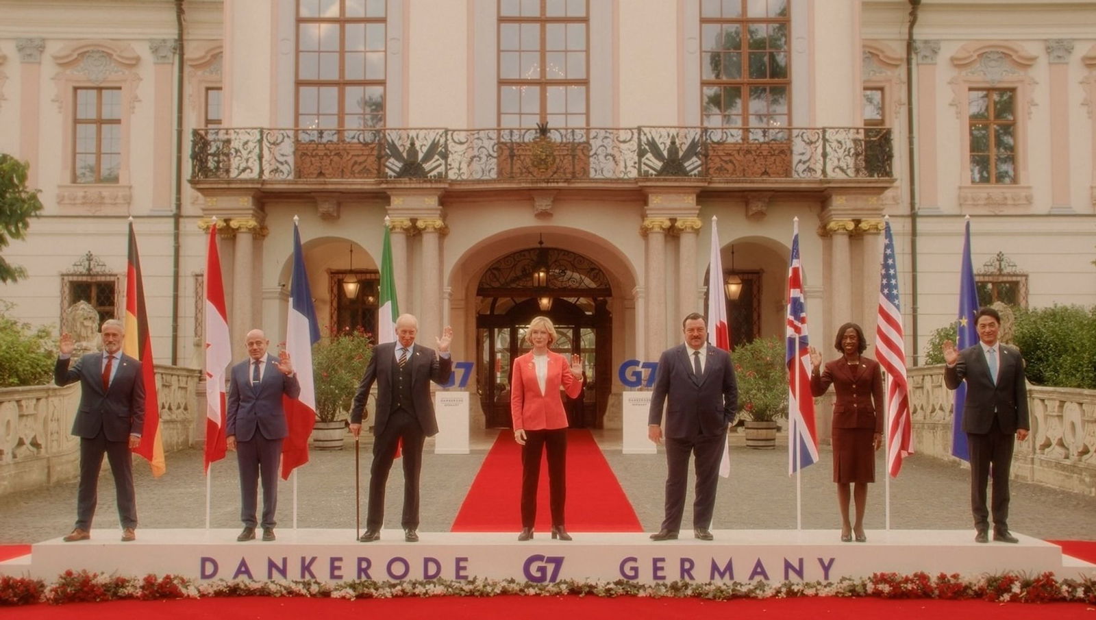 Die größten Regierungschefs der westlichen Welt haben sich im Film «Tanz der Titanen» zum G7-Gipfel in Dankerode eingefunden.