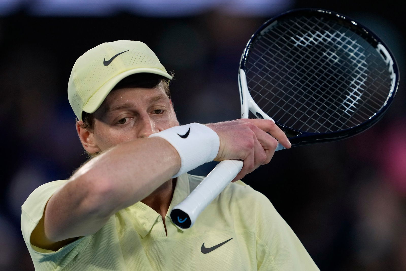 Jannik Sinner im Finale der Australian Open gegen Alexander Zverev.
