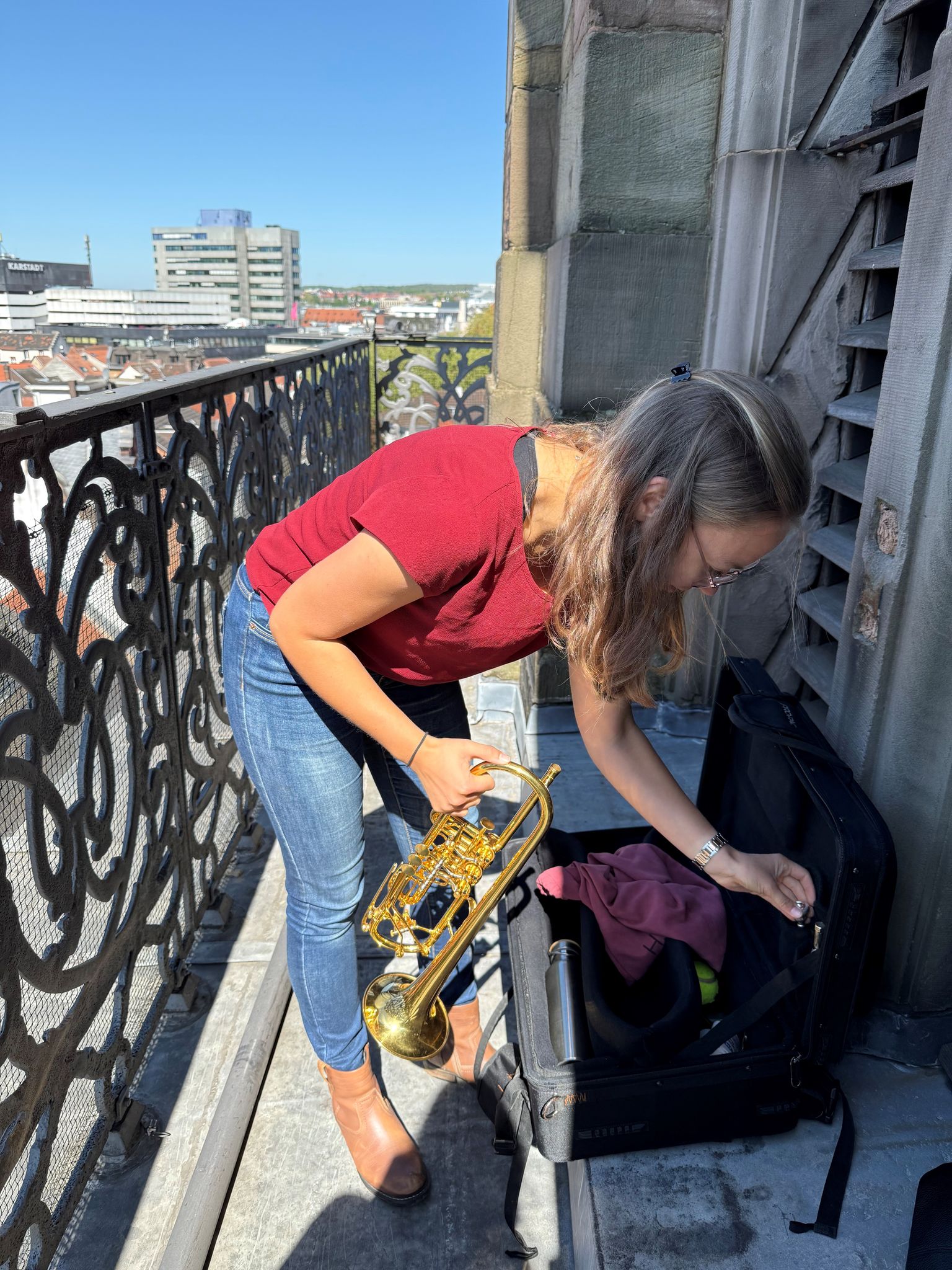 Der Aufbau der Trompete dauert nur ein paar Sekunden