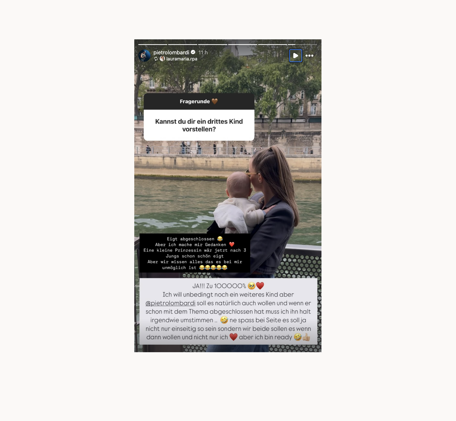 Pietro Lombardi - Instagram viertes Kind