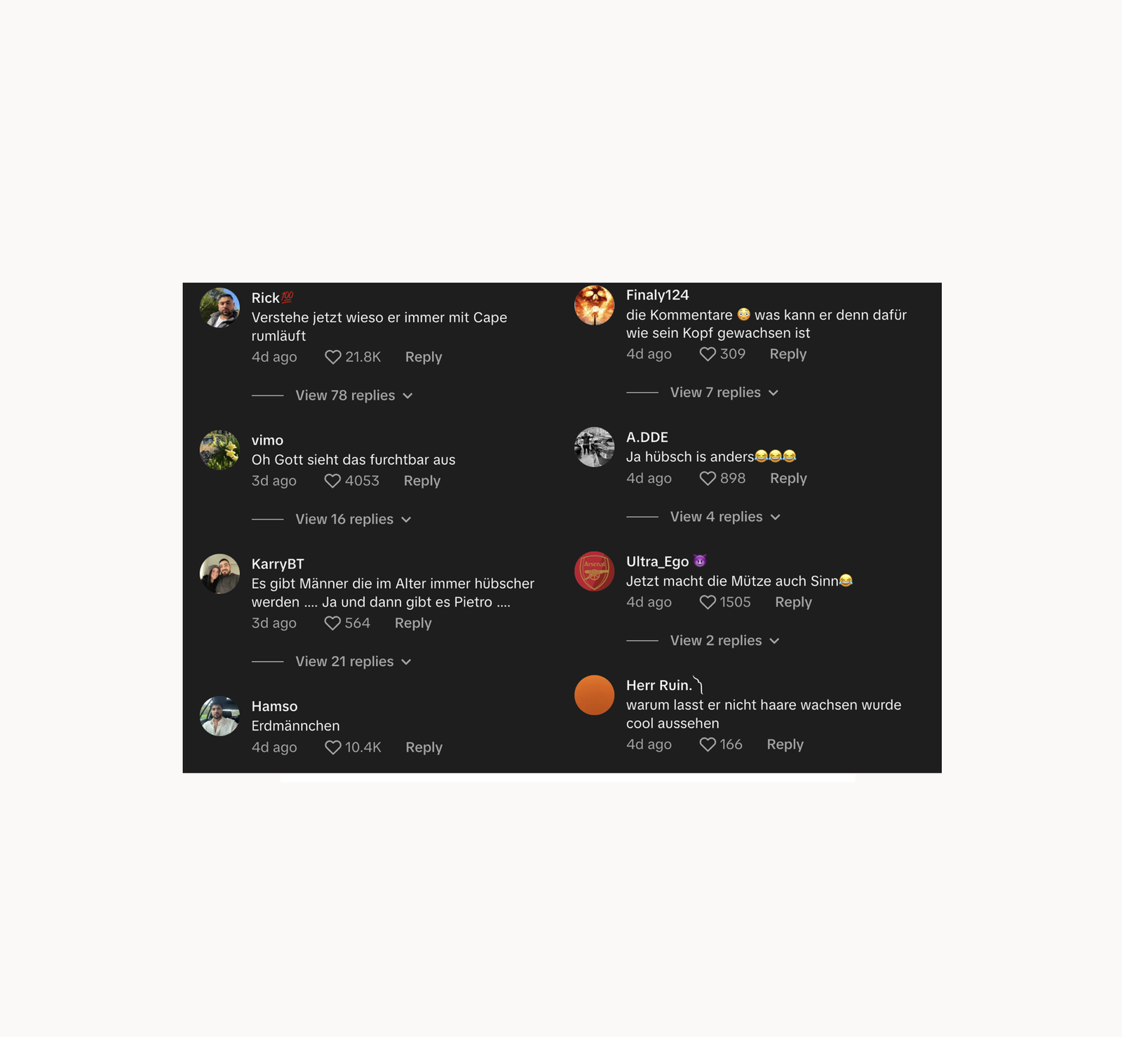 Pietro Lombardi - TikTok Mobbing Kopfform